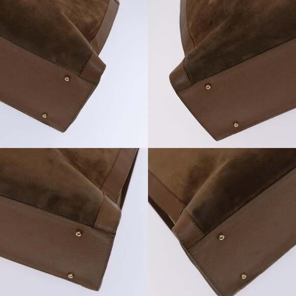 GUCCI Bamboo Hand Bag Suede Brown Gold - Picture 10 of 12